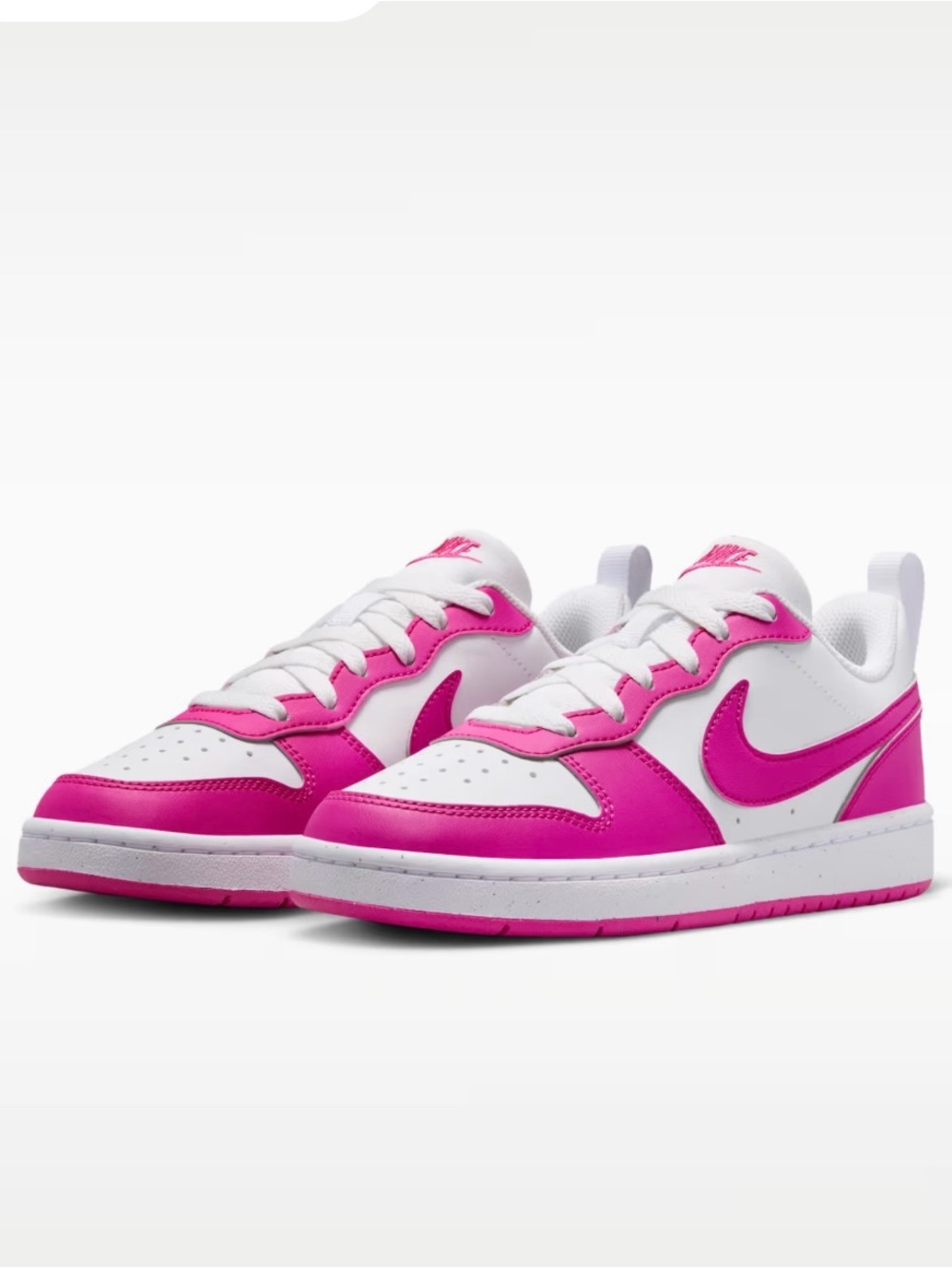 Nike Kids Low-Top Sneakers in White and Hot Pink